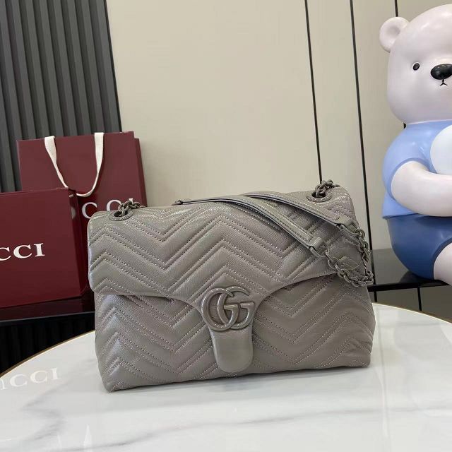 GG original calfskin marmont medium shoulder bag 850676 grey