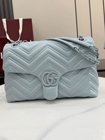GG original calfskin marmont medium shoulder bag 850676 light blue
