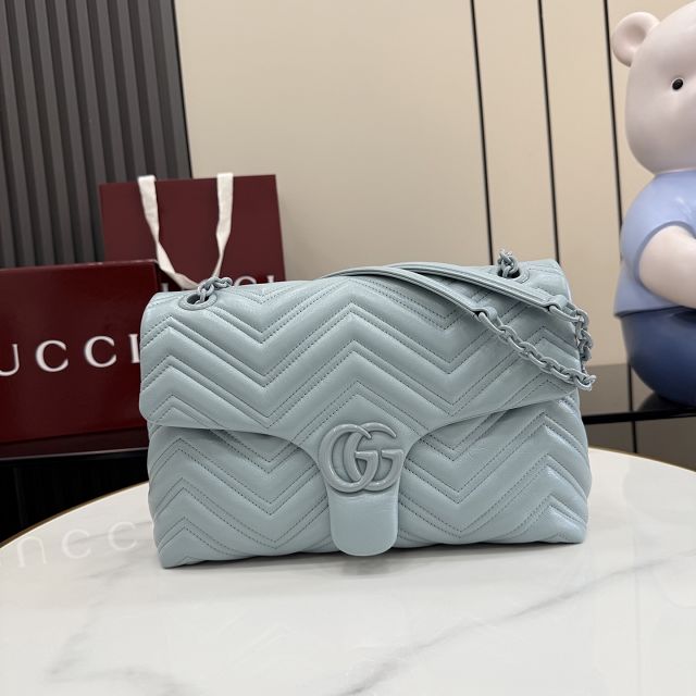 GG original calfskin marmont medium shoulder bag 850676 light blue