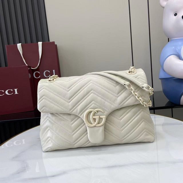 GG original calfskin marmont medium shoulder bag 850676 white
