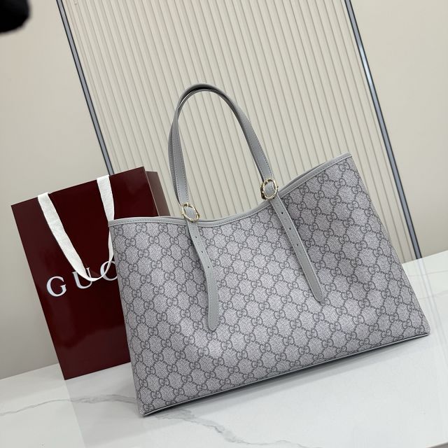 GG original fabric emblem large tote bag 815213 grey