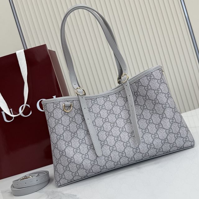 GG original fabric emblem medium tote bag 815214 grey