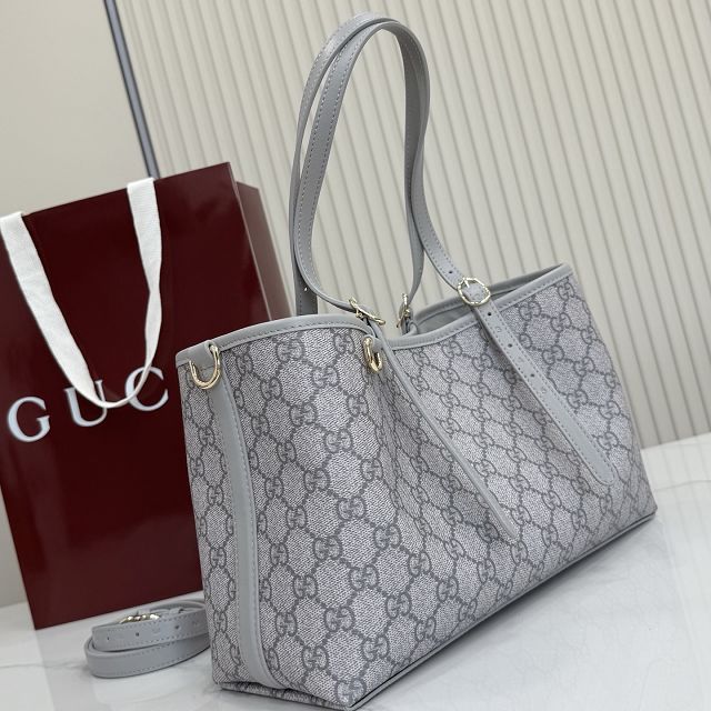 GG original fabric emblem medium tote bag 815214 grey