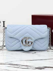 GG original lambskin marmont mini shoulder bag 841290 light blue