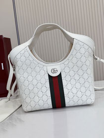 GG original calfskin giglio small tote bag 860845 white