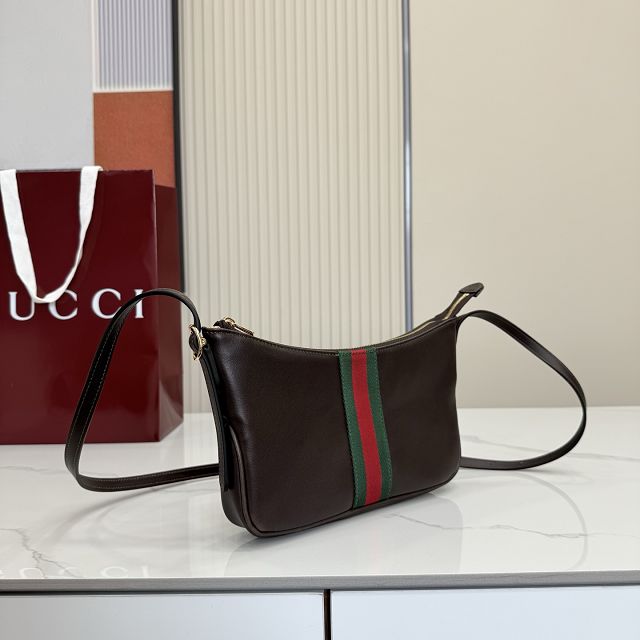 GG original calfskin lunetta small crossbody bag 863406 dark brown