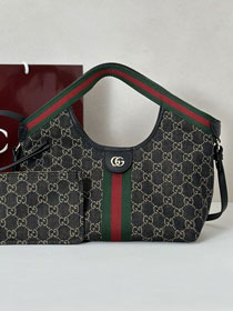 GG original denim giglio small tote bag 860845 black