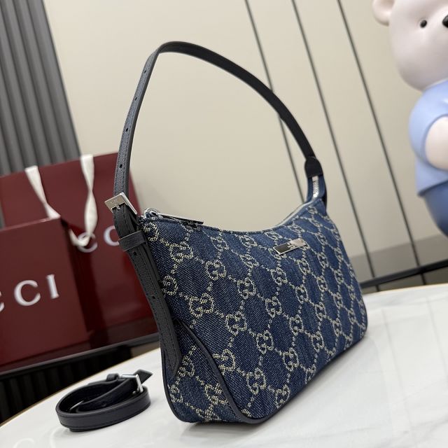 GG original denim lunetta small shoulder bag 874743 blue