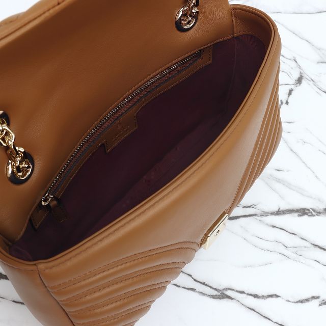 GG original lambskin marmont medium shoulder bag 837267 brown