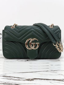 GG original lambskin marmont medium shoulder bag 837267 dark green
