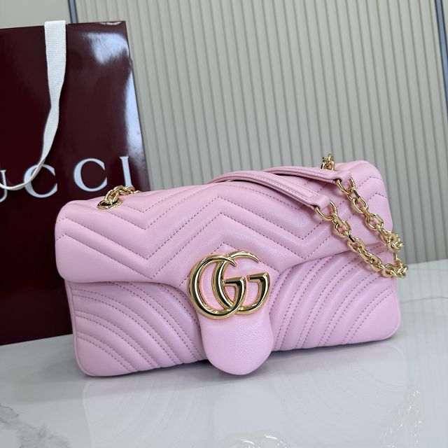 GG original lambskin marmont medium shoulder bag 837267 pink