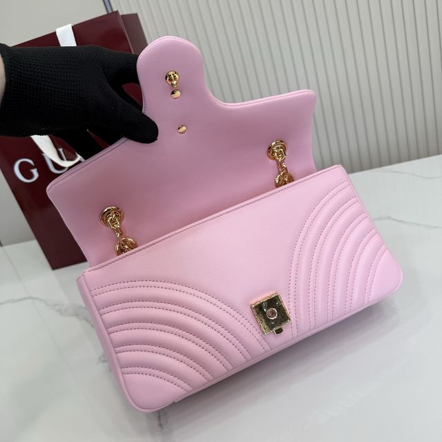 GG original lambskin marmont medium shoulder bag 837267 pink