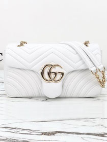 GG original lambskin marmont medium shoulder bag 837267 white