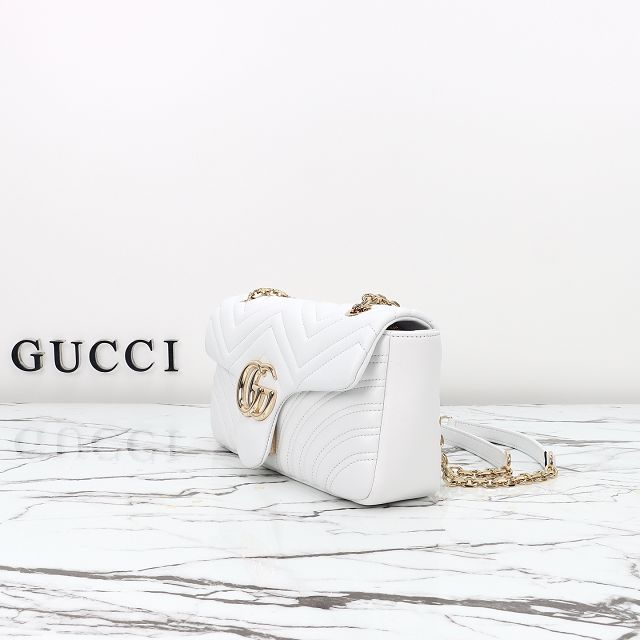 GG original lambskin marmont medium shoulder bag 837267 white