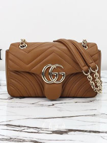 GG original lambskin marmont small shoulder bag 837280 brown