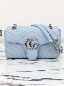 GG original lambskin marmont small shoulder bag 837280 light blue