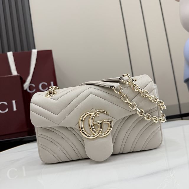 GG original lambskin marmont small shoulder bag 837280 light grey