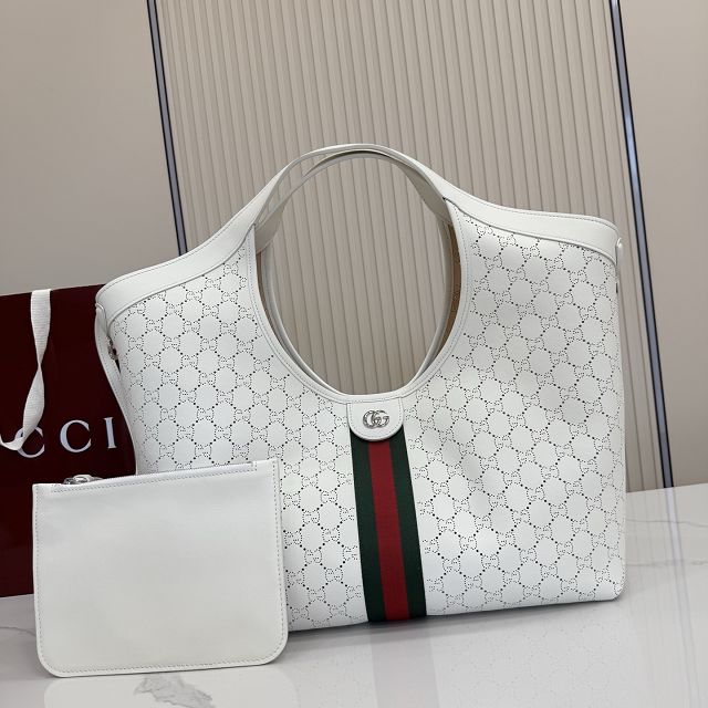 GG original calfskin giglio large tote bag 853971 white