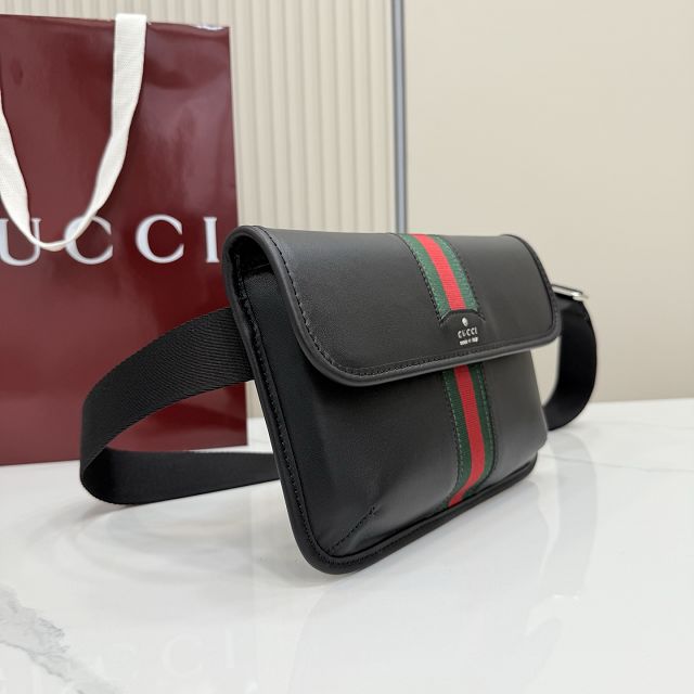 GG original calfskin web trademark small belt bag 867032 black