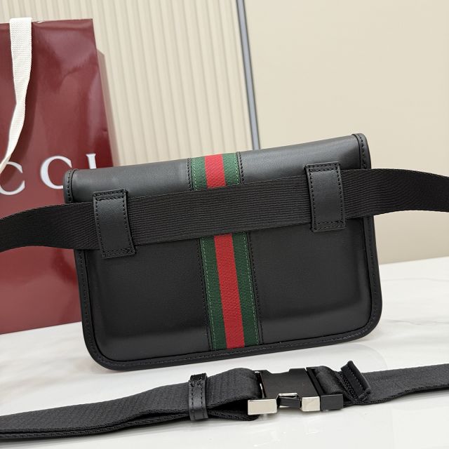 GG original calfskin web trademark small belt bag 867032 black