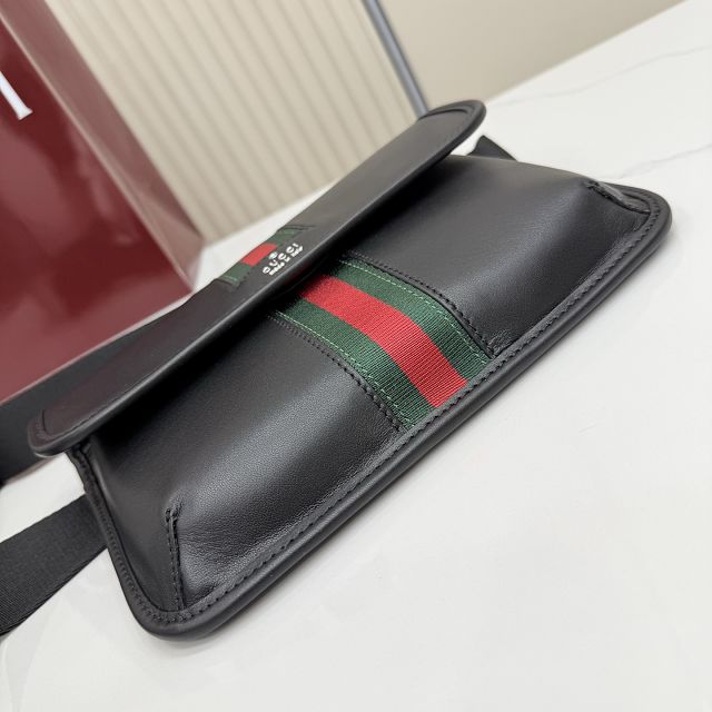 GG original calfskin web trademark small belt bag 867032 black