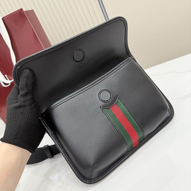 GG original calfskin web trademark small belt bag 867032 black