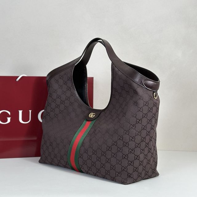 GG original canvas giglio large tote bag 853971 dark brown