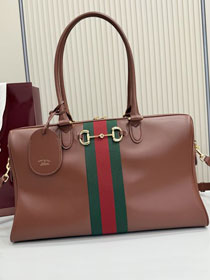 GG original calfskin borsetto large boston bag 866734 brown