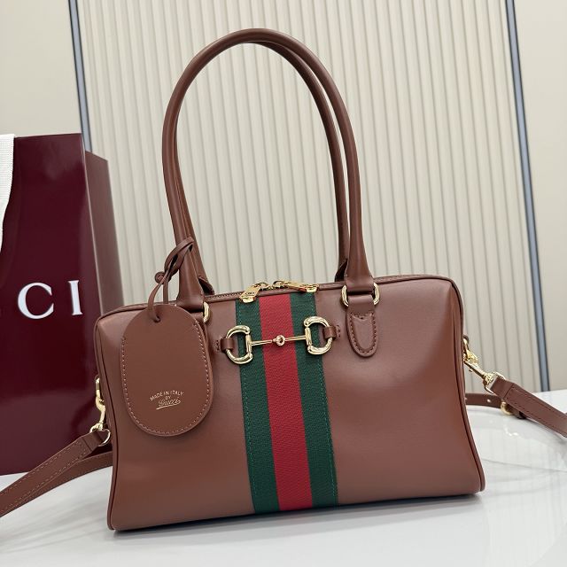 GG original calfskin borsetto medium boston bag 866732 brown