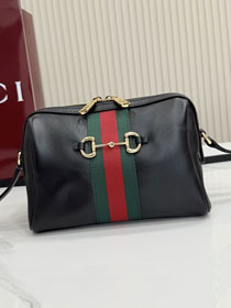 GG original calfskin horsebit web small camera bag A008PZ black