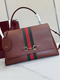 GG original calfskin paparazzo large top handle bag 875019 brown