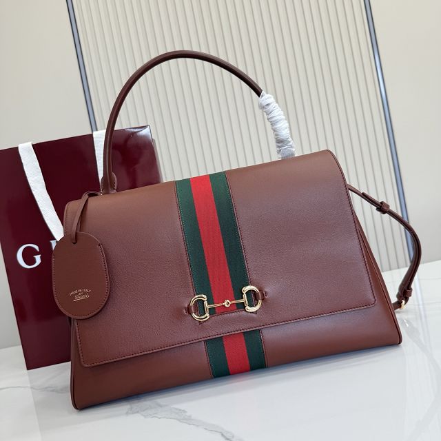GG original calfskin paparazzo large top handle bag 875019 brown