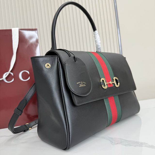 GG original calfskin paparazzo medium top handle bag 875018 black