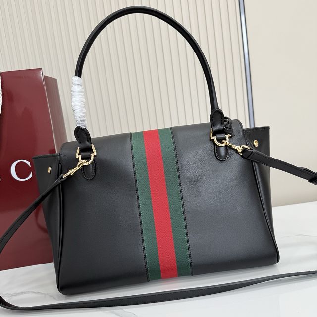 GG original calfskin paparazzo medium top handle bag 875018 black