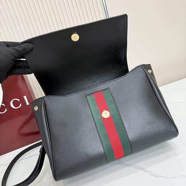 GG original calfskin paparazzo medium top handle bag 875018 black