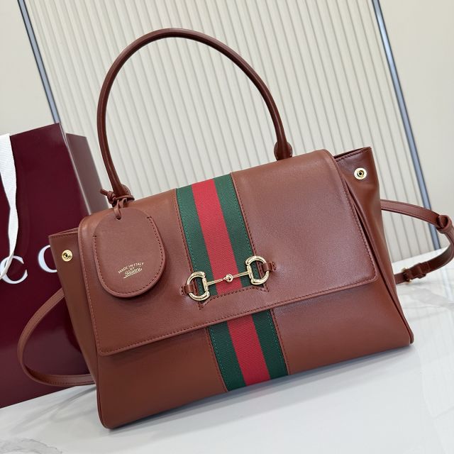 GG original calfskin paparazzo medium top handle bag 875018 brown