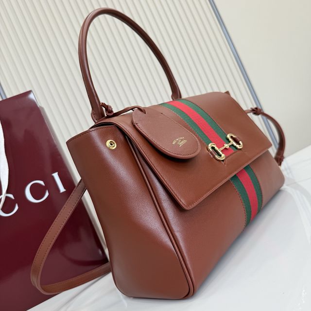 GG original calfskin paparazzo medium top handle bag 875018 brown