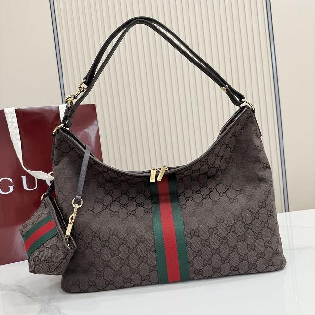 GG original canvas large shoulder bag A008NS dark coffee