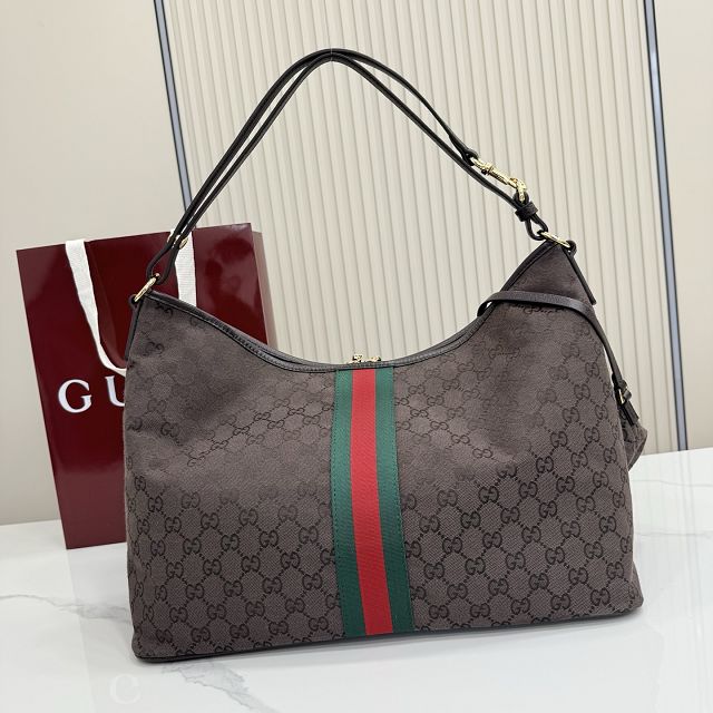 GG original canvas large shoulder bag A008NS dark coffee