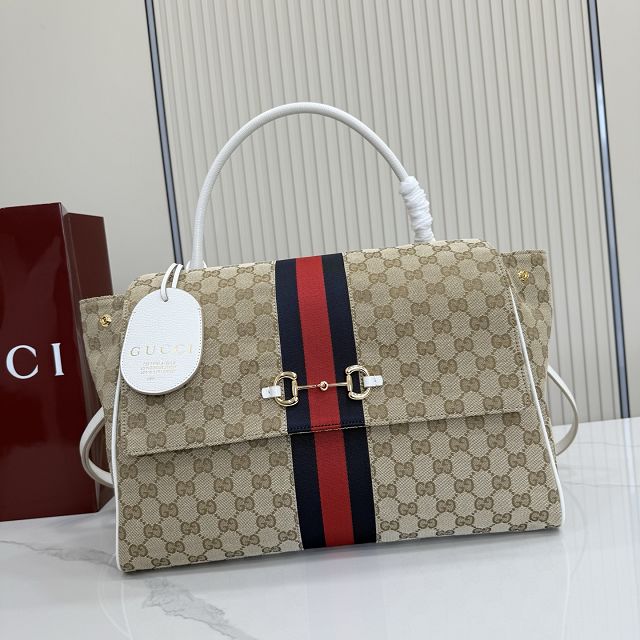 GG original canvas paparazzo large top handle bag 875019 sand&white