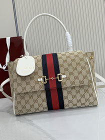 GG original canvas paparazzo medium top handle bag 875018 white