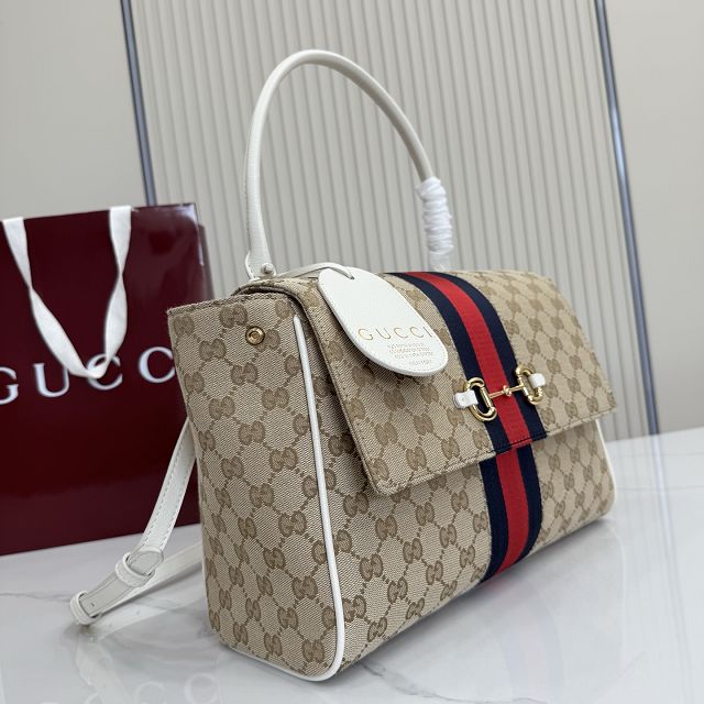 GG original canvas paparazzo medium top handle bag 875018 white
