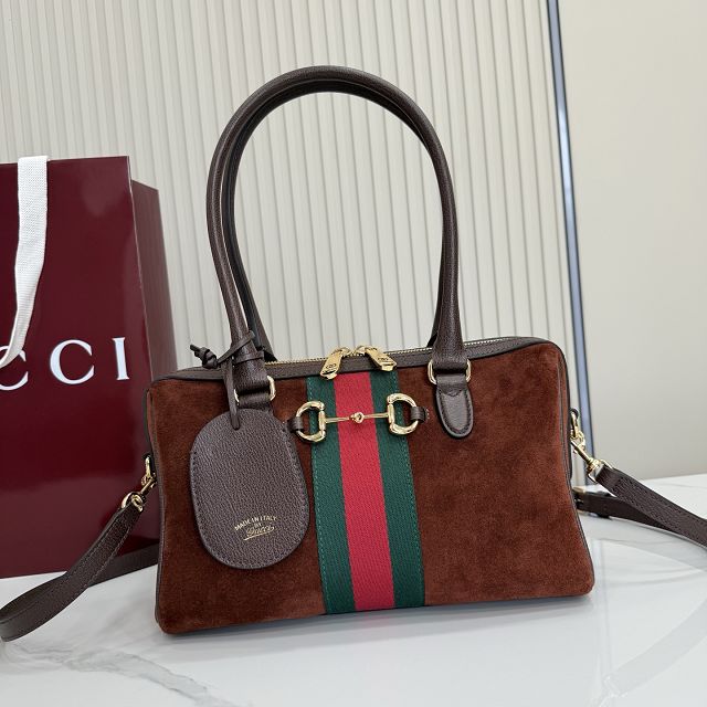 GG original suede borsetto medium boston bag 866732 brown