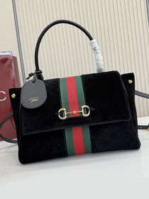 GG original suede paparazzo medium top handle bag 875018 black