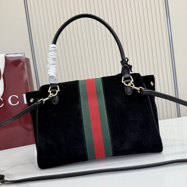 GG original suede paparazzo medium top handle bag 875018 black