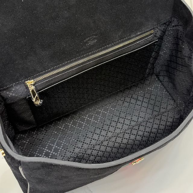 GG original suede paparazzo medium top handle bag 875018 black