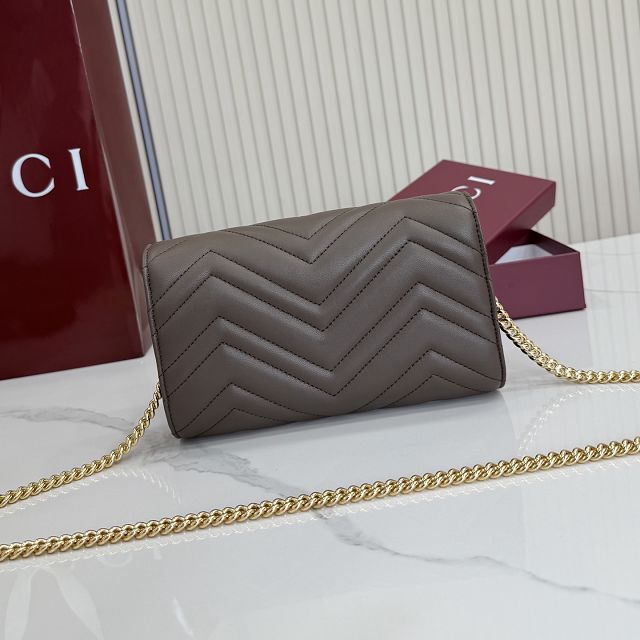 GG original calfskin marmont wallet on chain 837745 dark brown