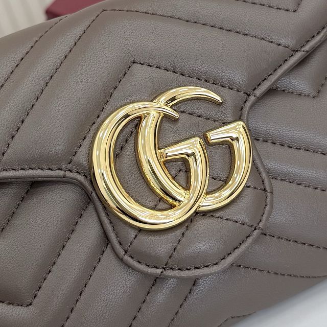 GG original calfskin marmont wallet on chain 837745 dark brown