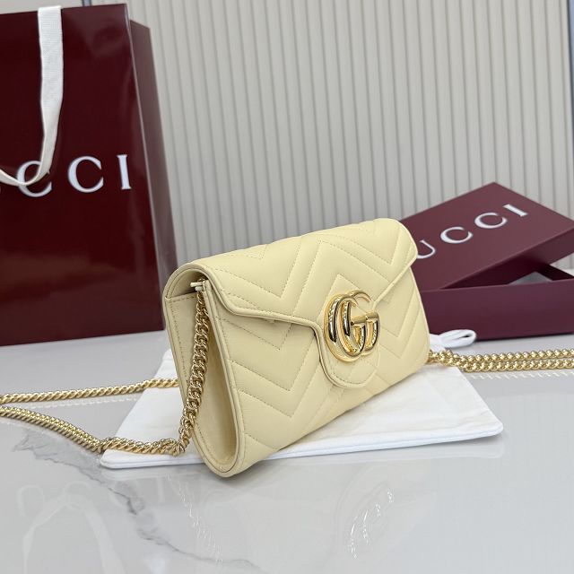 GG original calfskin marmont wallet on chain 837745 light yellow