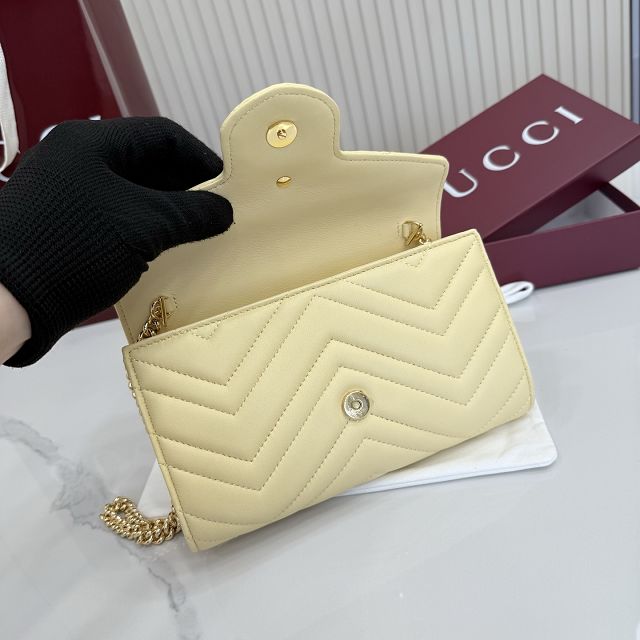GG original calfskin marmont wallet on chain 837745 light yellow